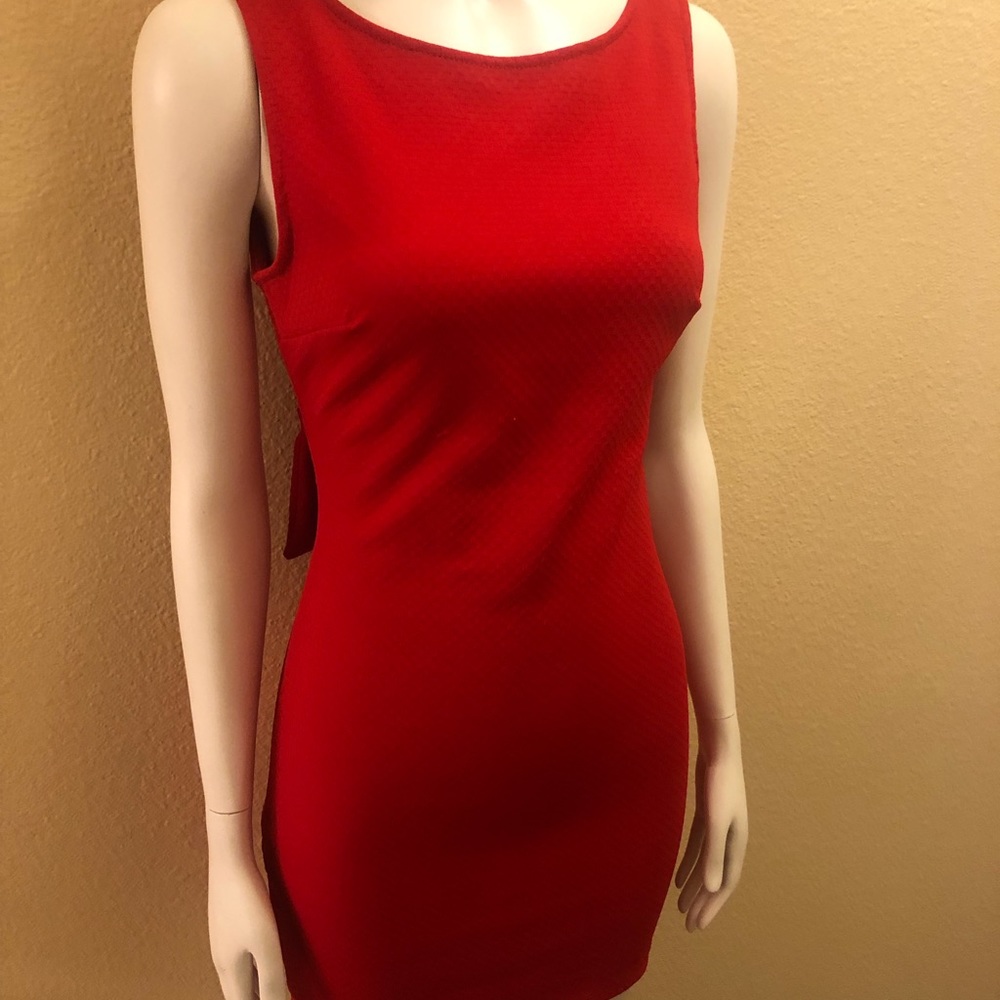 Red Mini Dress with open back and bow